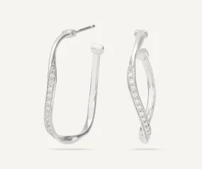 18K White Gold Diamond Hoops