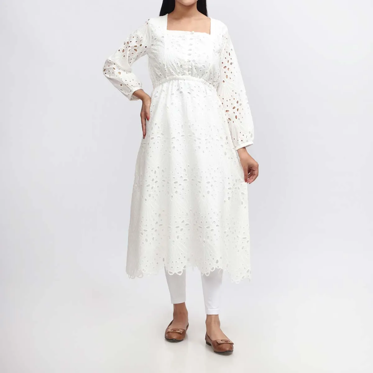 1PC- Embroidered Chikankari Shirt PW3140