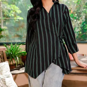 1PC- Flannel Stripe Top PW3075