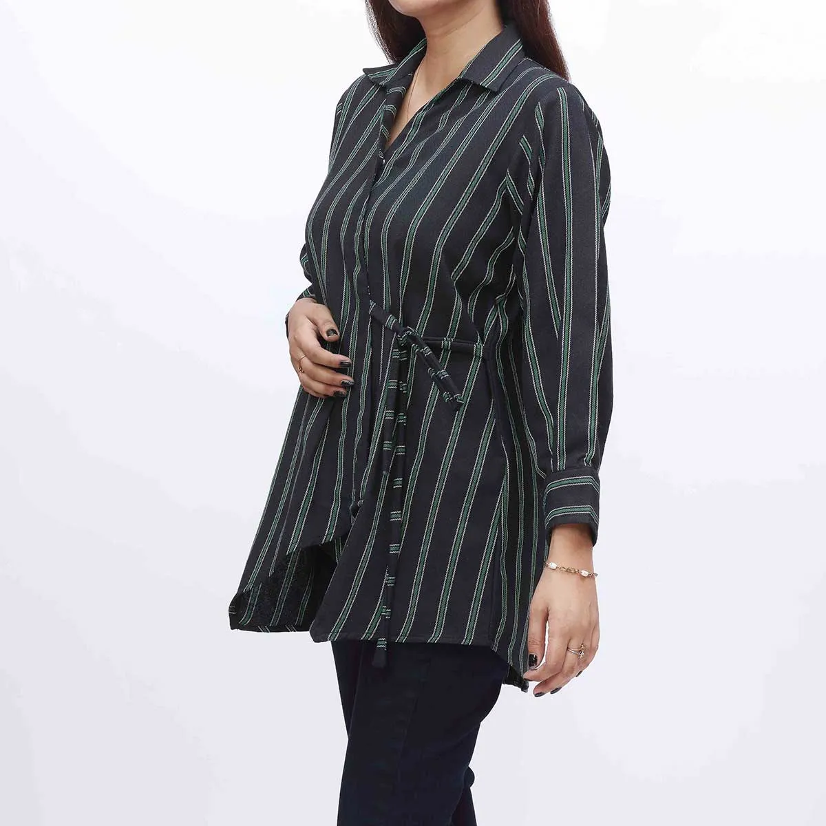 1PC- Flannel Stripe Top PW3075