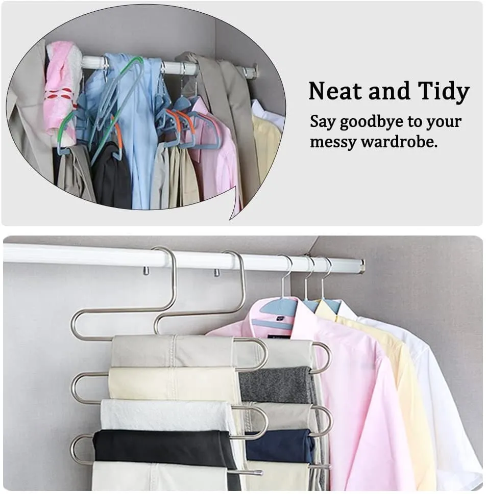 5 Layer Stainless Steel Hanger, Multi Layers Pants Hangers, Multi-purpose Clothes Hanger