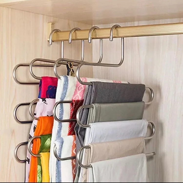 5 Layer Stainless Steel Hanger, Multi Layers Pants Hangers, Multi-purpose Clothes Hanger