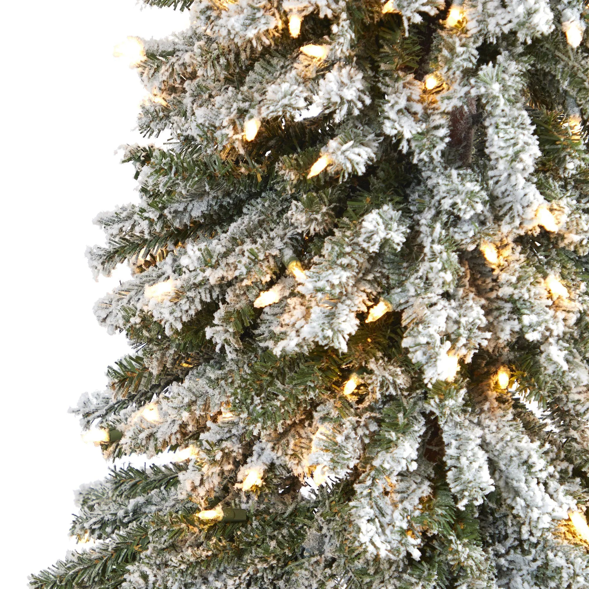 7’ Flocked Grand Alpine Artificial Christmas Tree with 400 Lights and 950 Branches on Natural Trunk