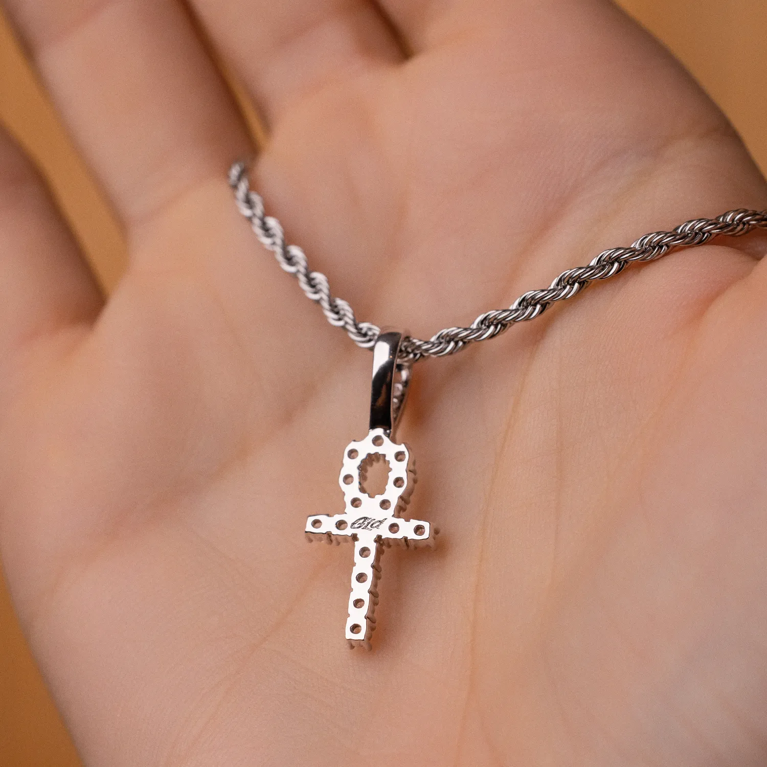 70% OFF Micro Ankh Cross in White Gold