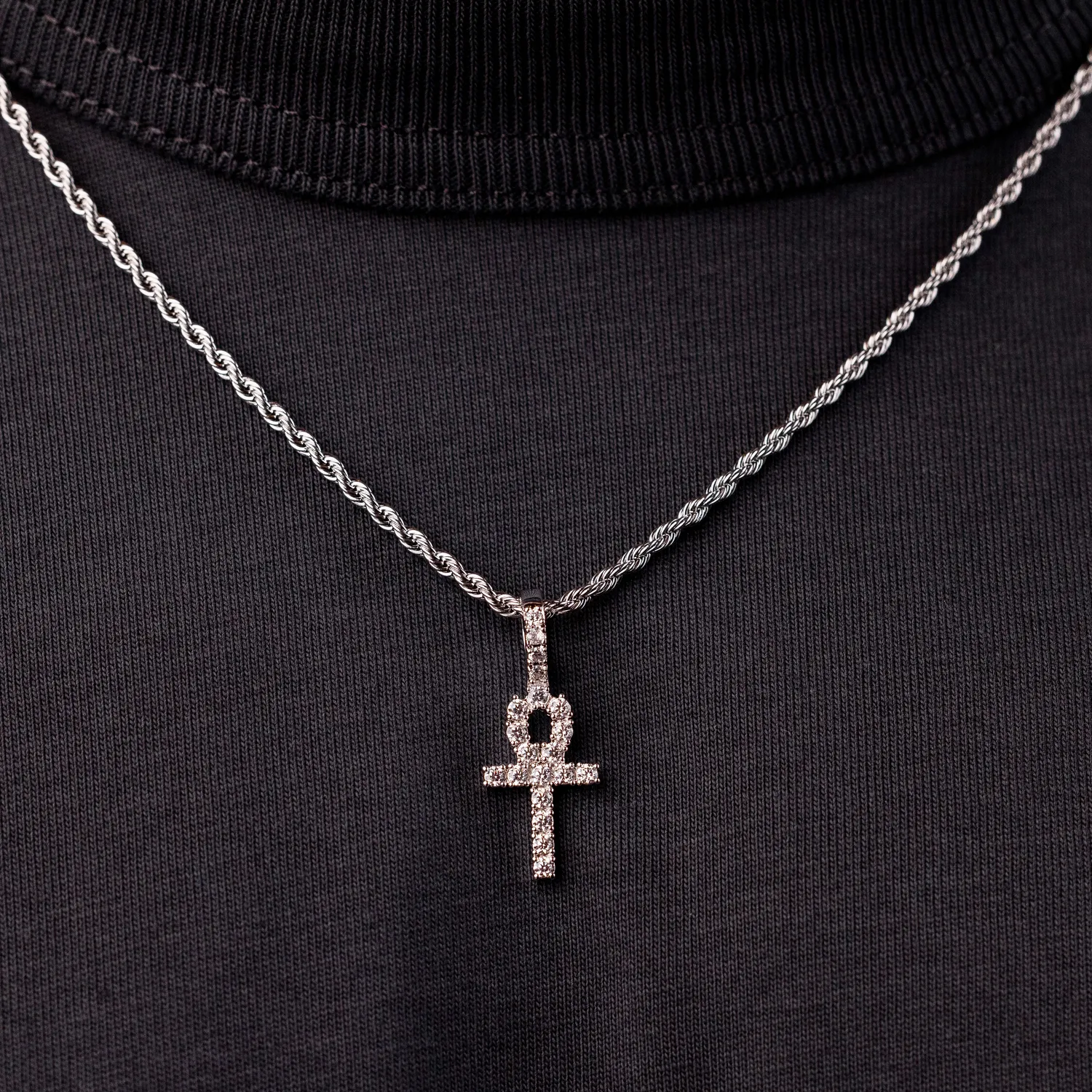 70% OFF Micro Ankh Cross in White Gold