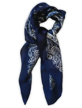 70cm x 70cm Square Scarf Navy White Paisley Scarf Thin Silky Womens Summer Spring