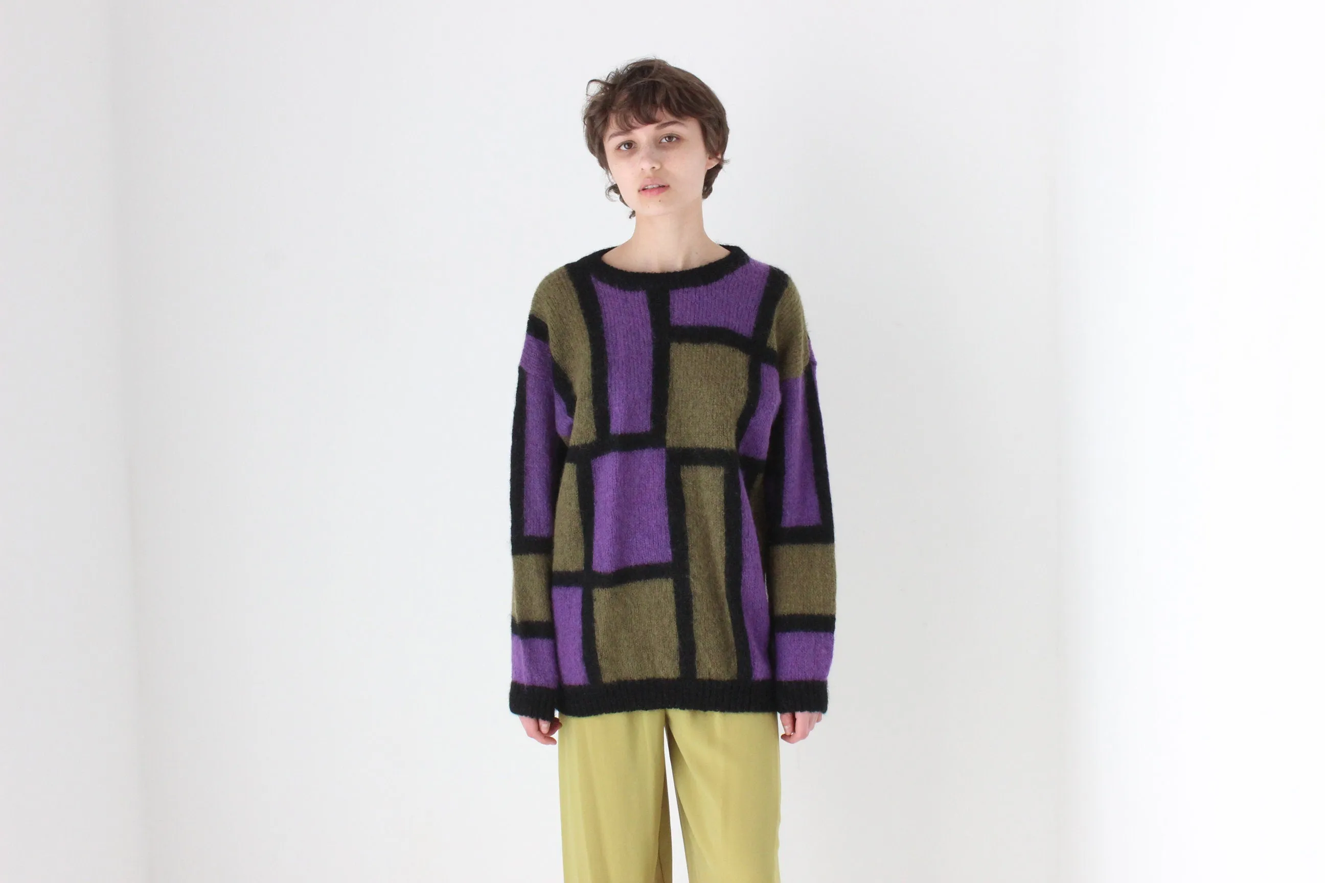 80s Bold Modernist Mohair Sweater