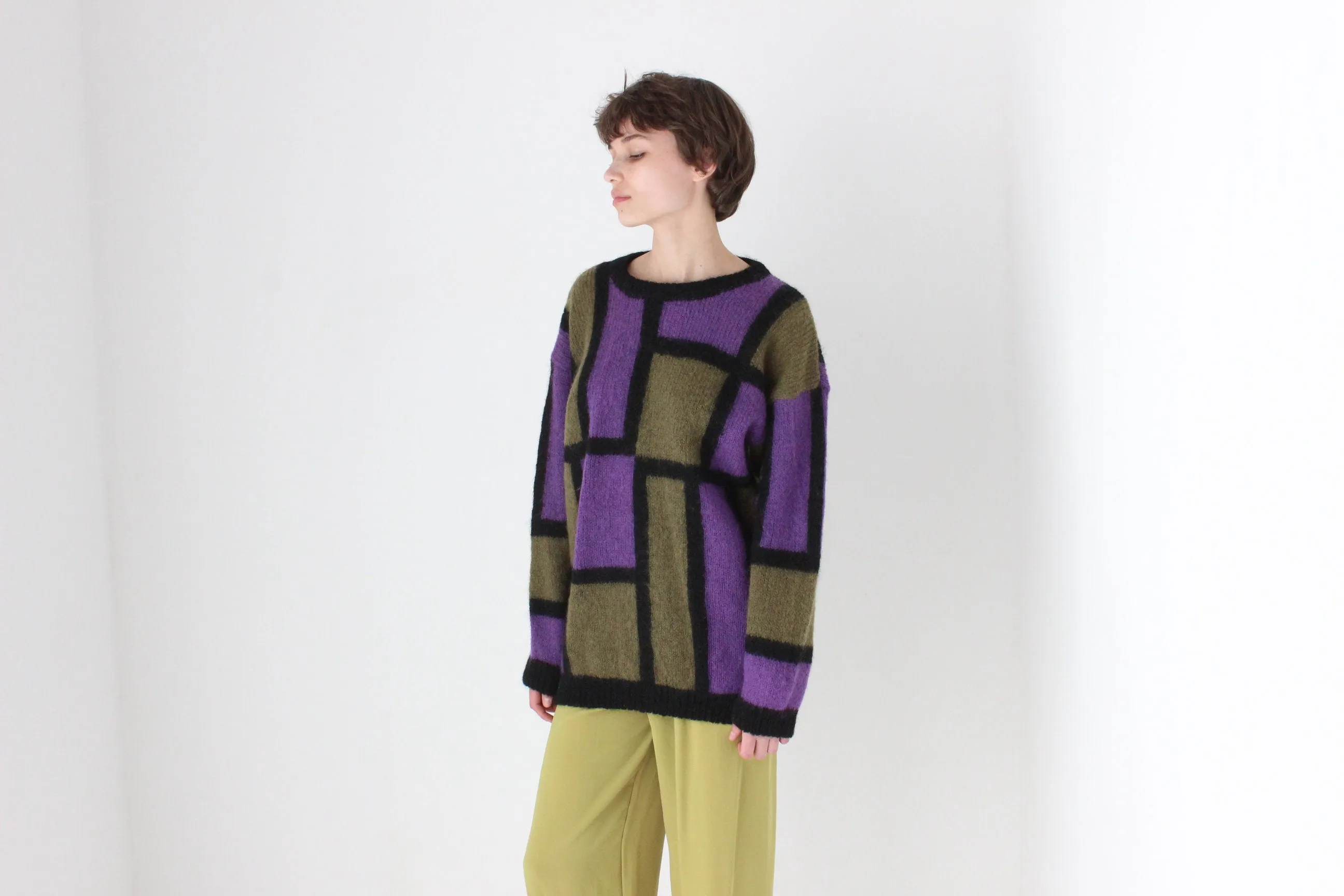 80s Bold Modernist Mohair Sweater