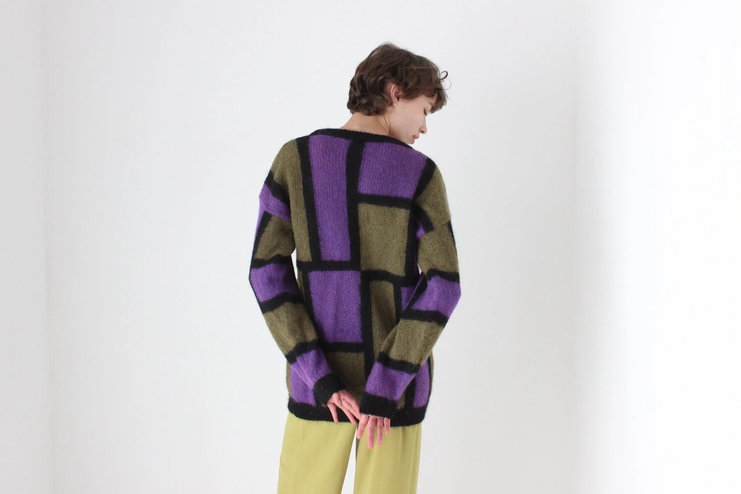 80s Bold Modernist Mohair Sweater