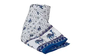 AARMOZY Rajasthani Traditional Cotton Jaipuri razai ac Blanket Camel Print with Floral Design Single Bed Reversible (Both Sided) Jaipuri Quilt 55 x 85 inch - Blue