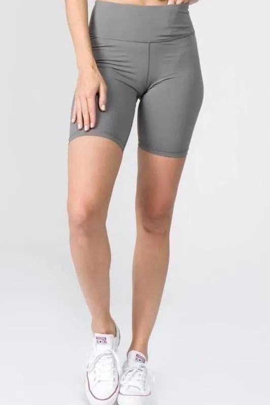 Active High Rise Matte Bike Shorts w/ Hidden Waistband Pocket