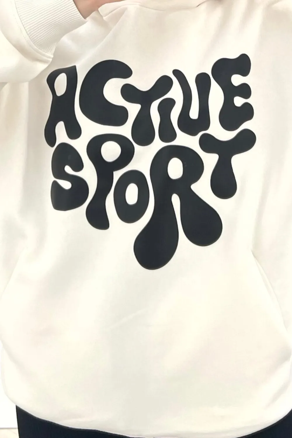 Active sport premium ecru printed hoodie