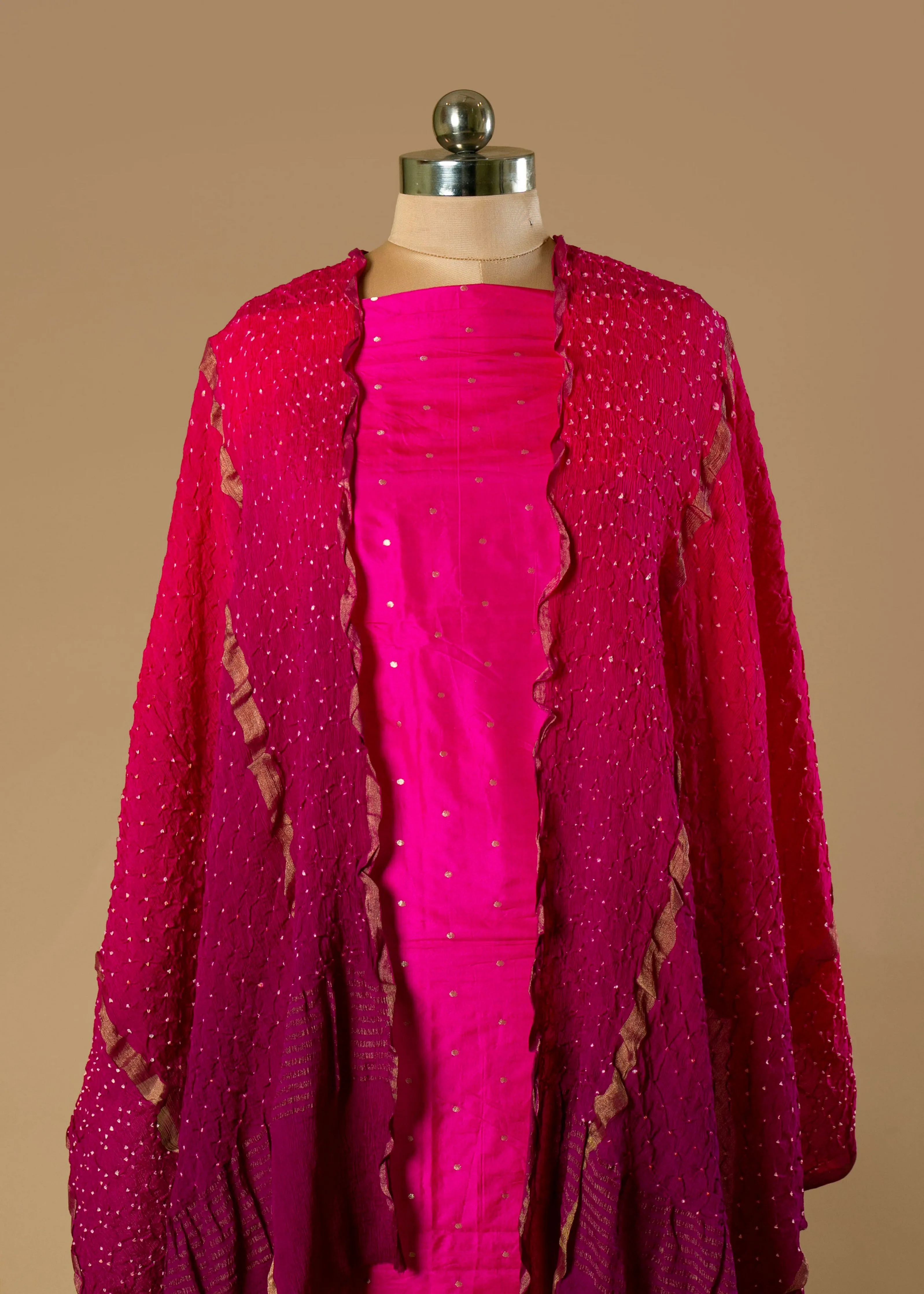 Add Glamour to Your Ethnic Wardrobe with our Hot Pink Silk Suit