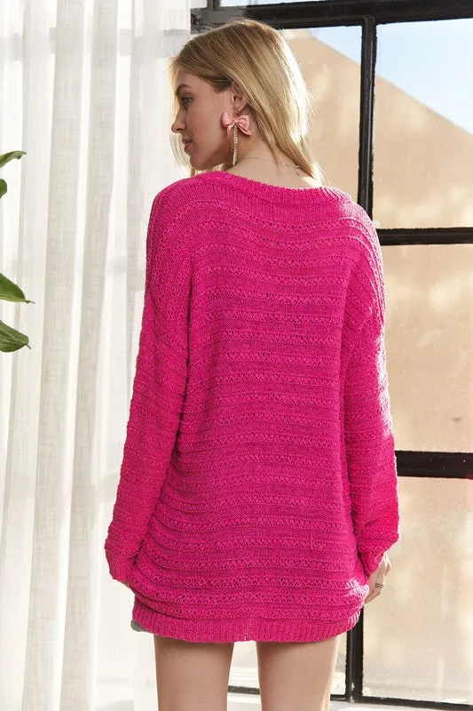 ADORA V-Neck Drop Shoulder Long Sleeve Sweater