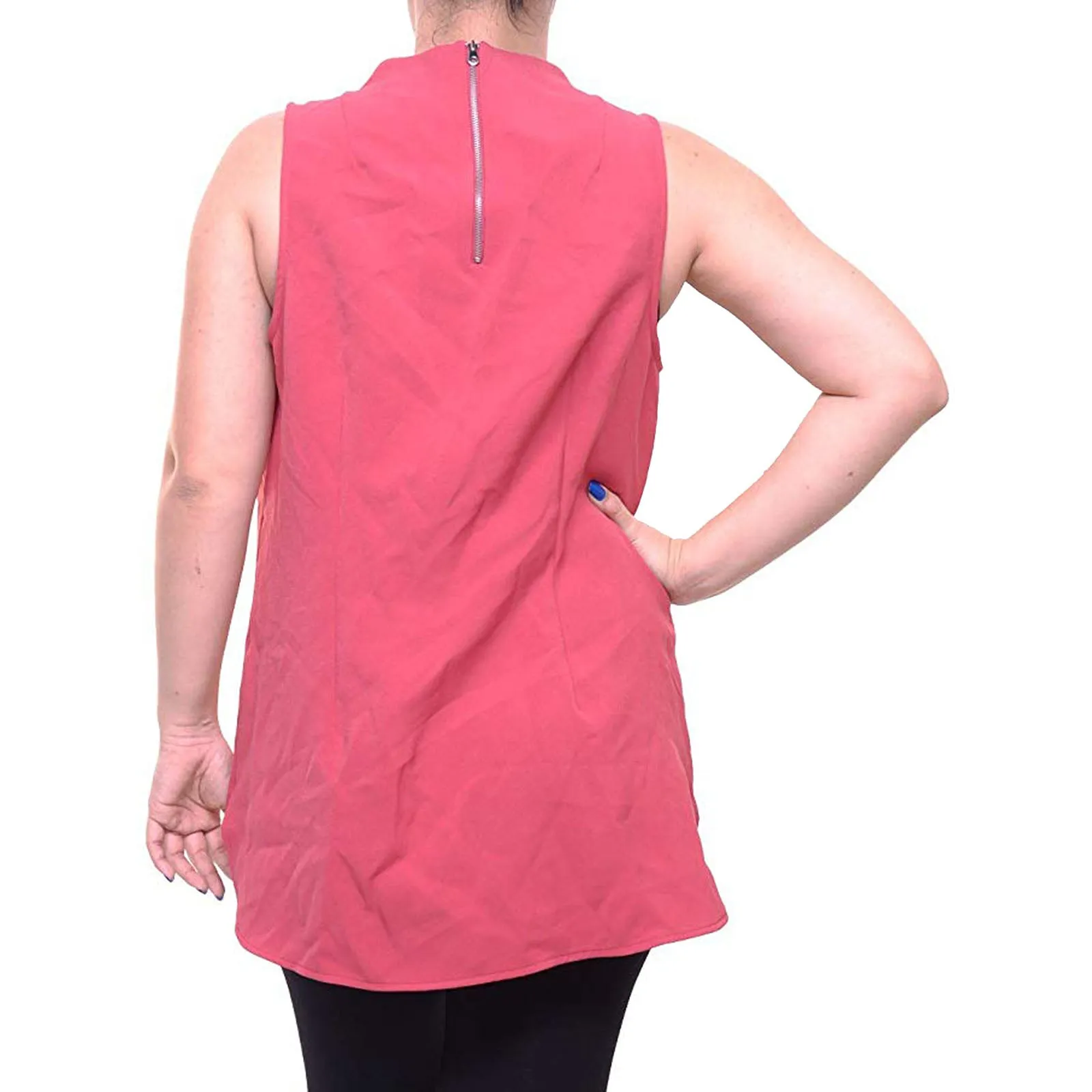 Alfani Pink Sleeveless High-Low Hem Knit Blouse