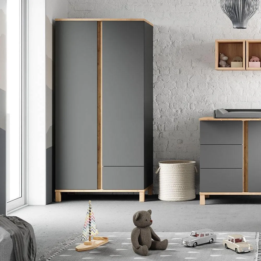 Altitude Two-Door Wardrobe - Graphite/Oak