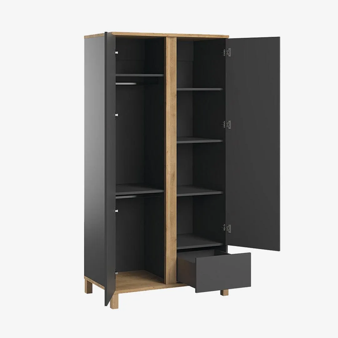 Altitude Two-Door Wardrobe - Graphite/Oak