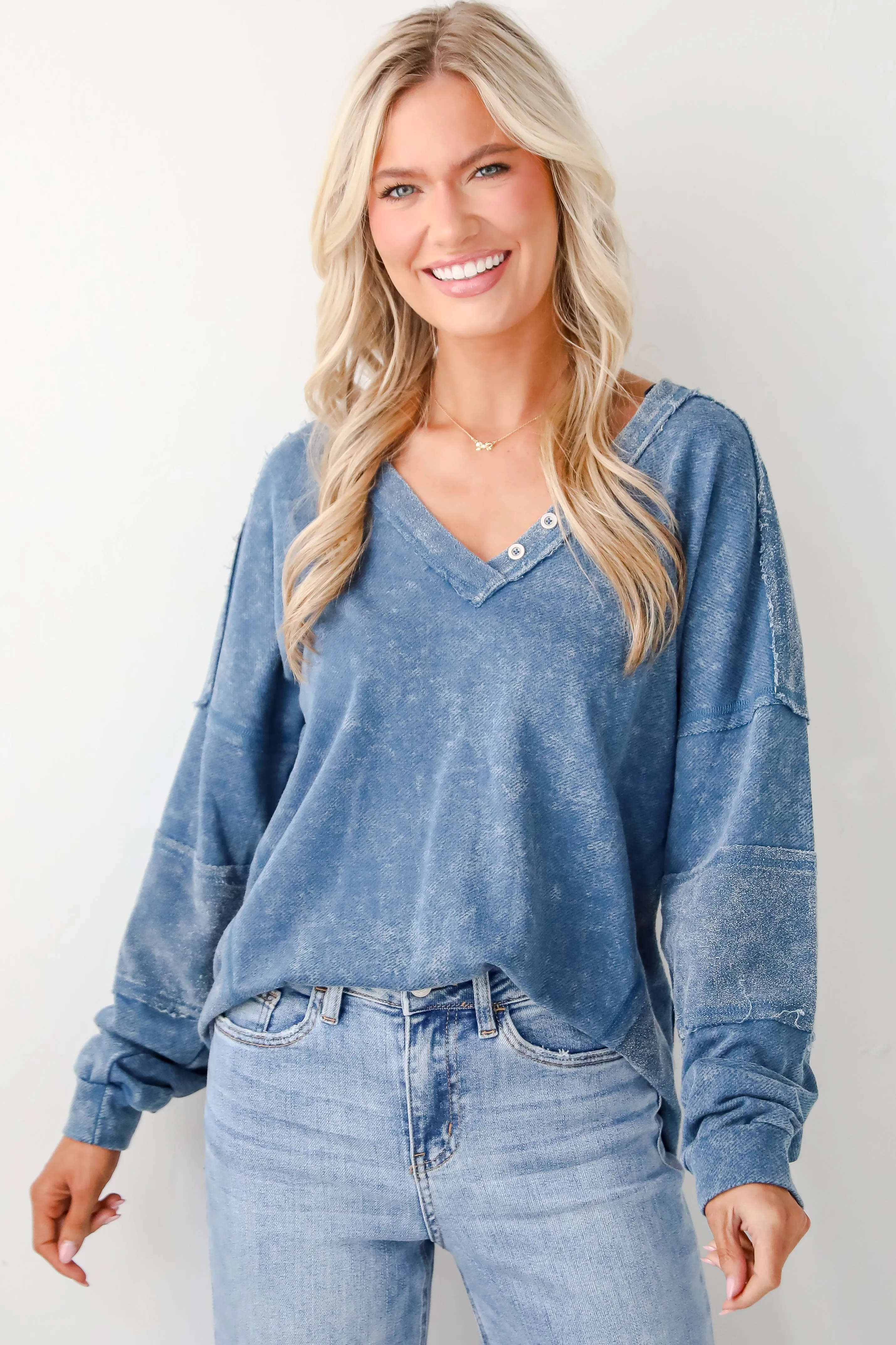 Amazing Memories Denim Knit Top - DOORBUSTER