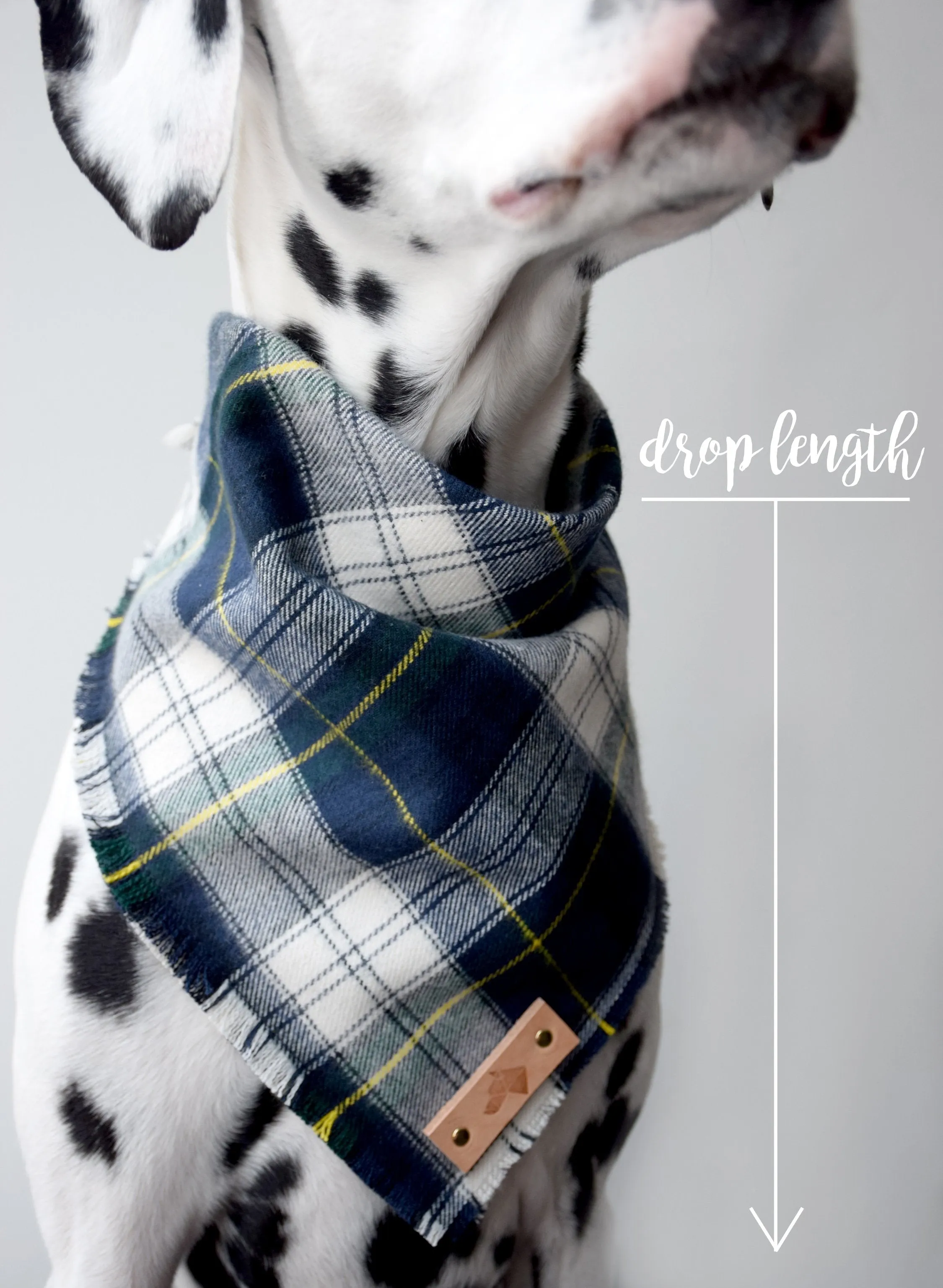 AMON Fringed Flannel Dog Bandana - Snap/Tie On Cotton Scarf