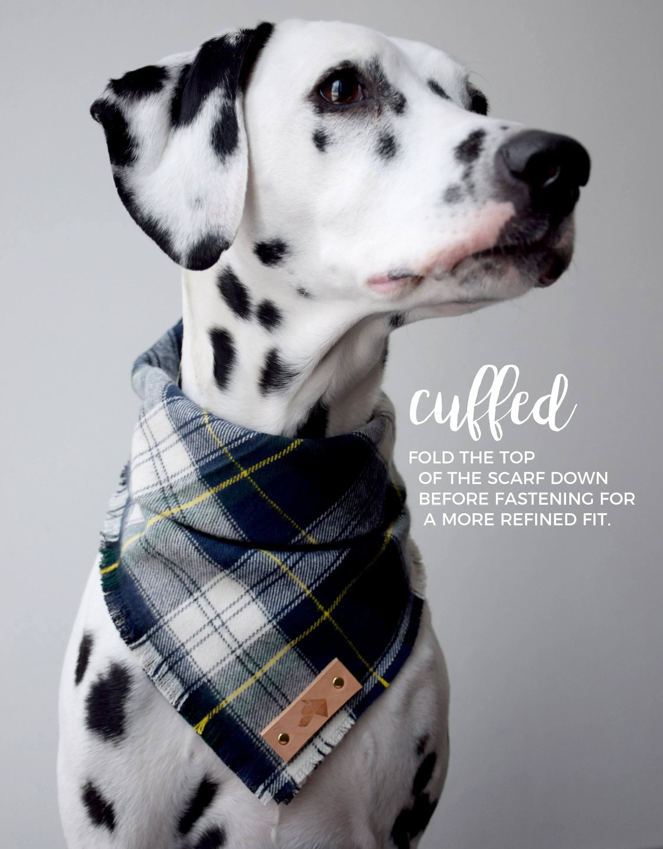 AMON Fringed Flannel Dog Bandana - Snap/Tie On Cotton Scarf