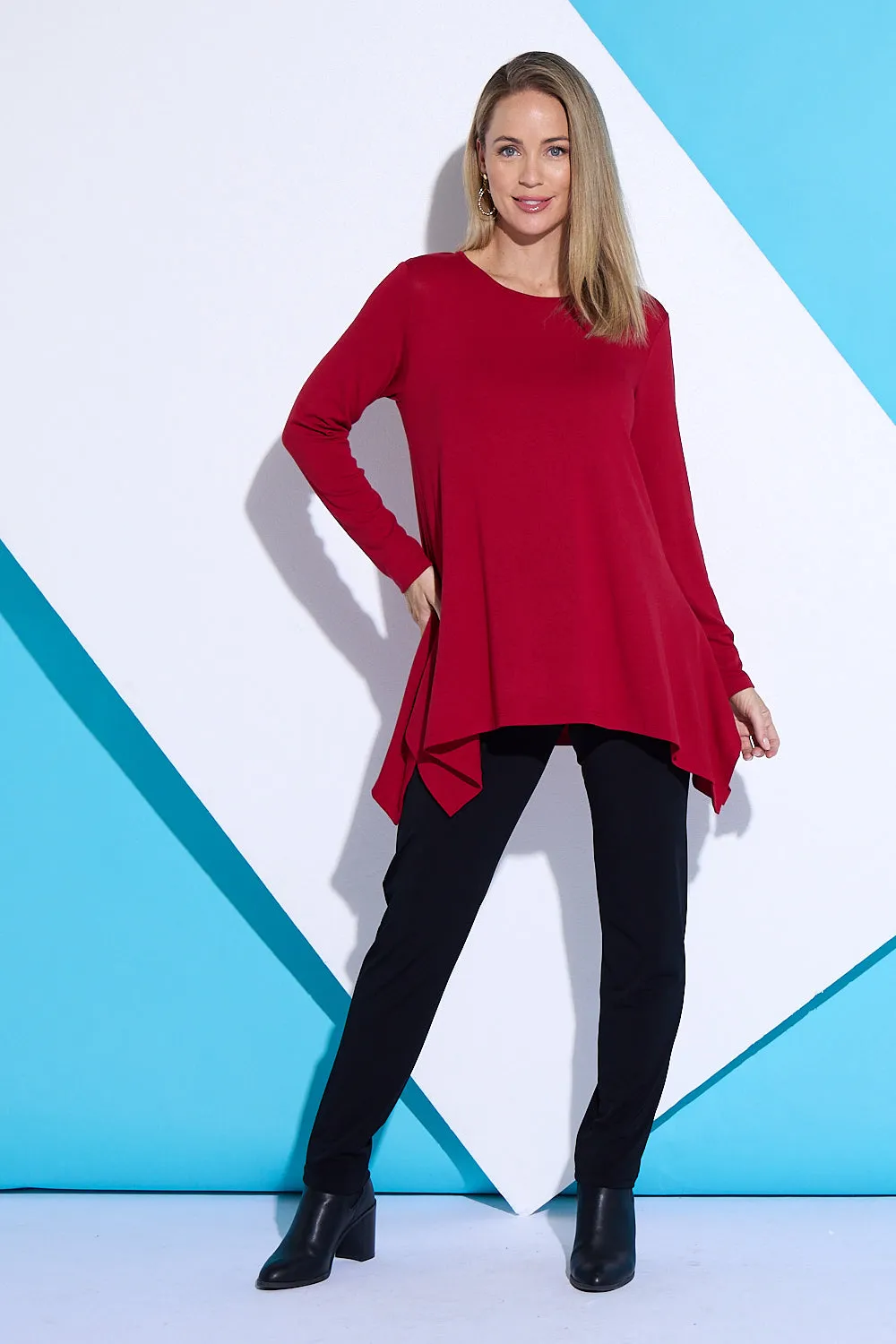 Andrea Long Sleeve Top - Red