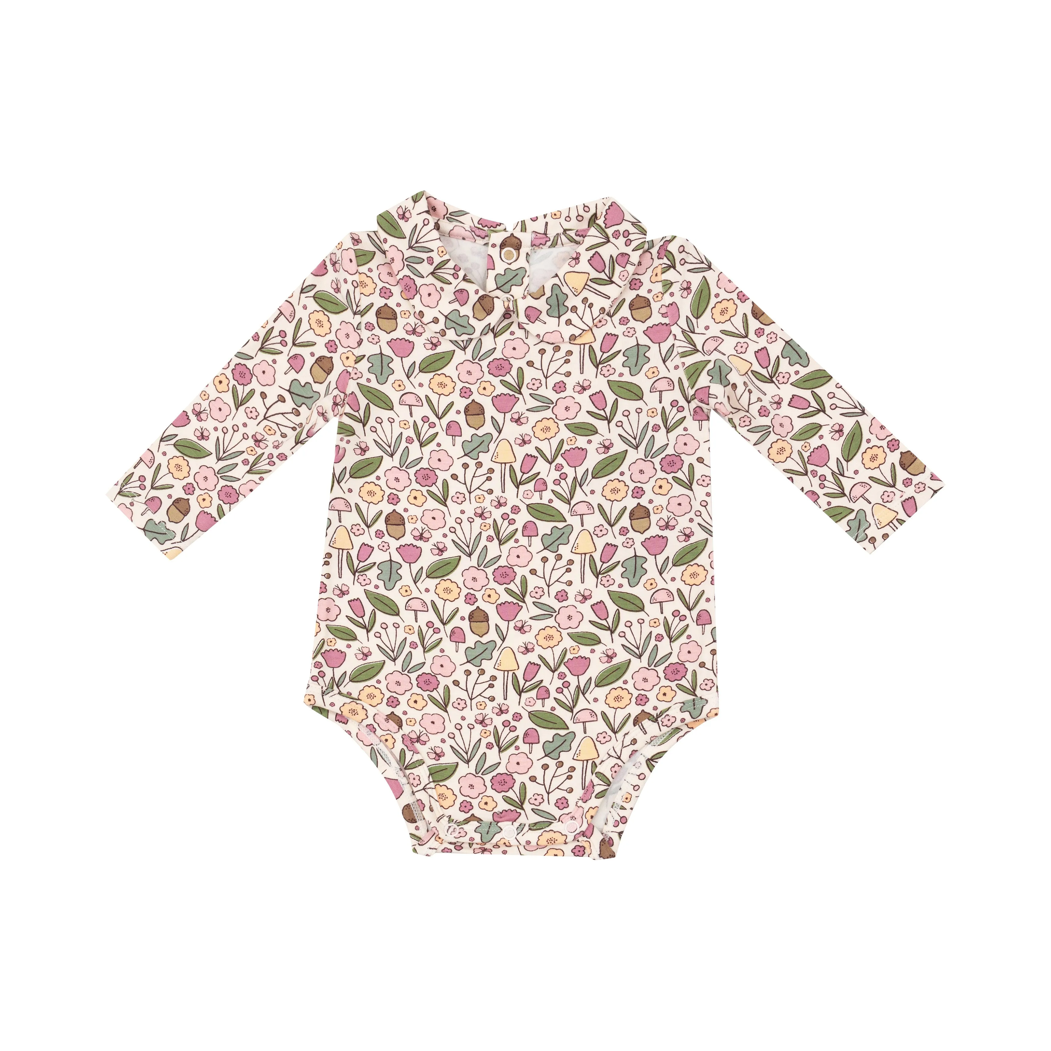 Angel Dear -Peter Pan Collar Bodysuit-Acorn Floral