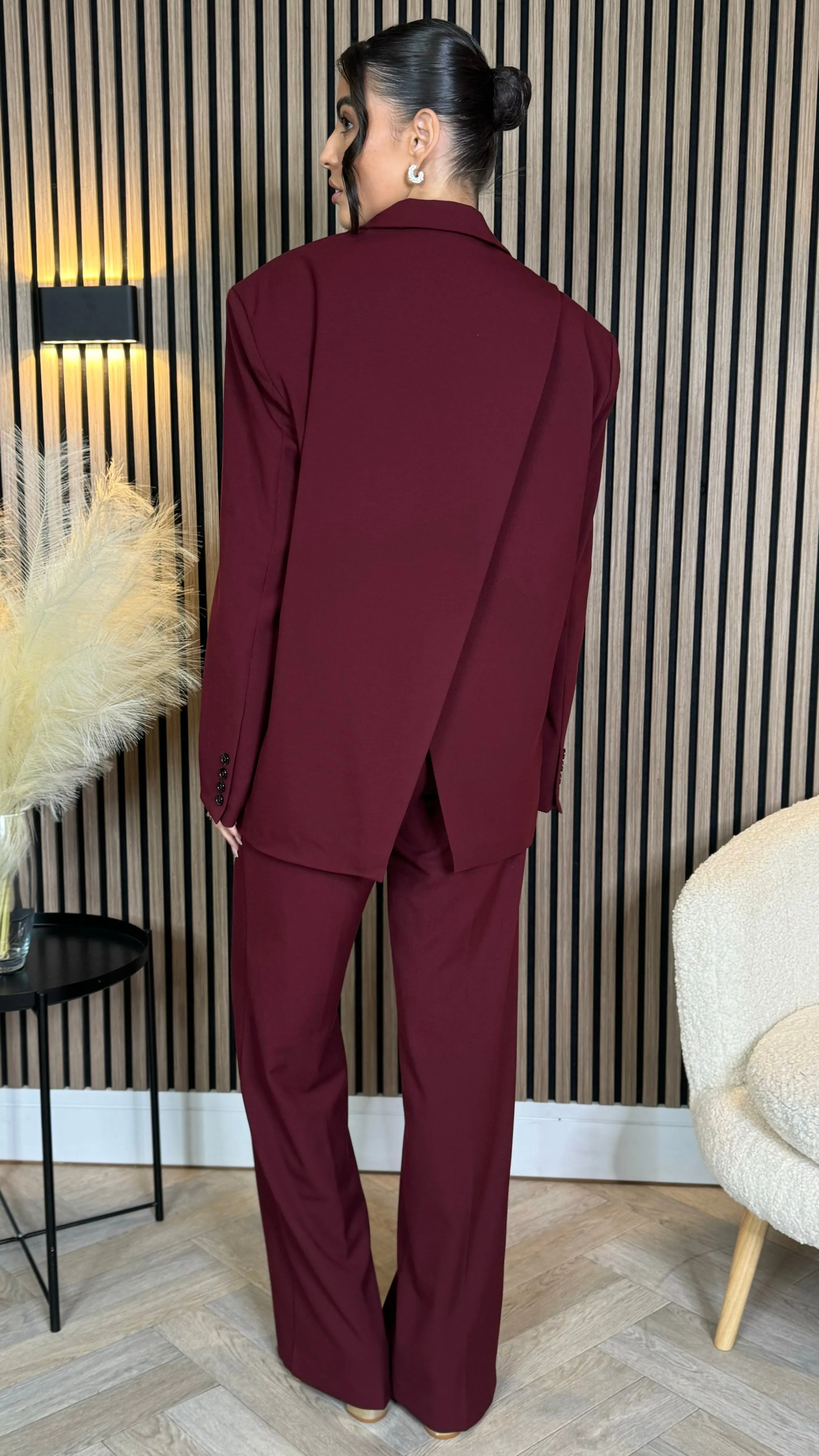 Angelica Burgundy Trousers & Blazer Co Ord