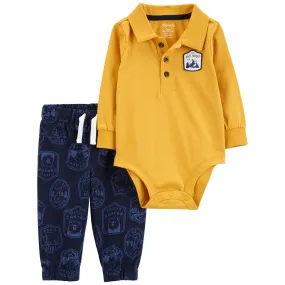 Baby Boys' 2-Piece Polo Bodysuit Pant Set 1P813010