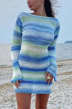 BB770 Tie Dye Mini Knitted Sweater Dress