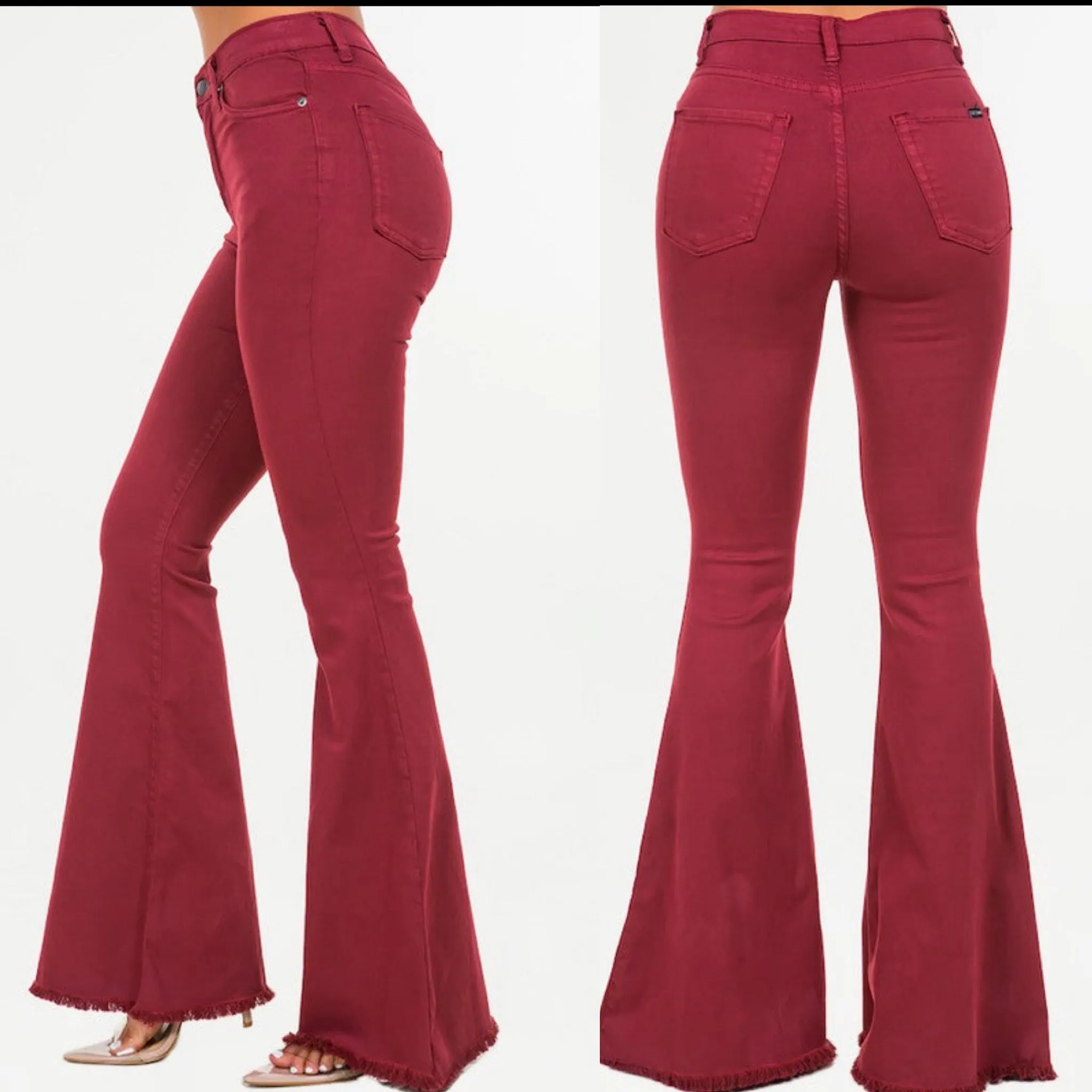 Bell Bottom Jean in Burgundy