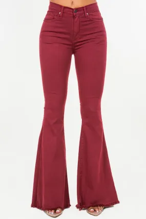 Bell Bottom Jean in Burgundy