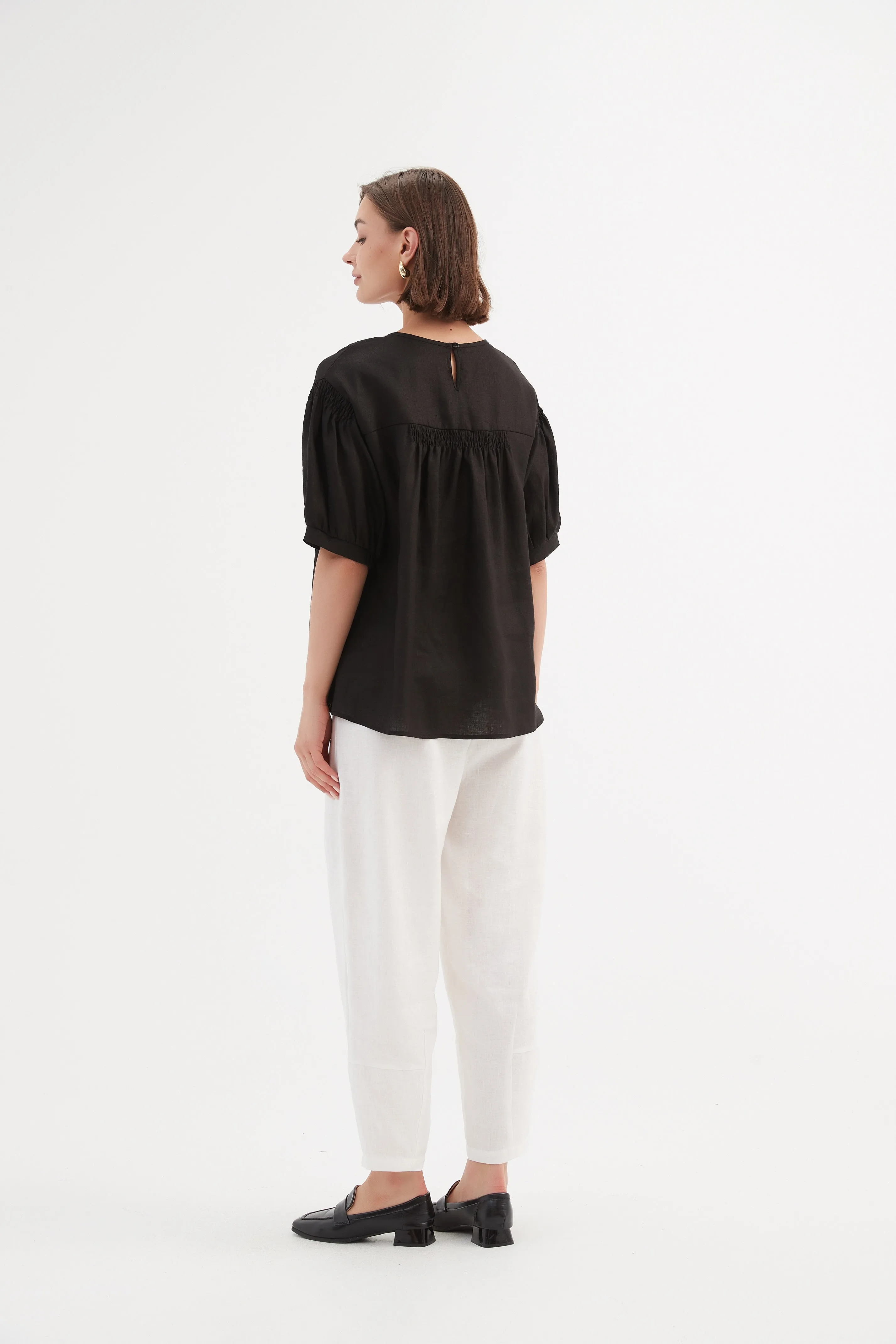 Bishop Sleeve Shirring Top