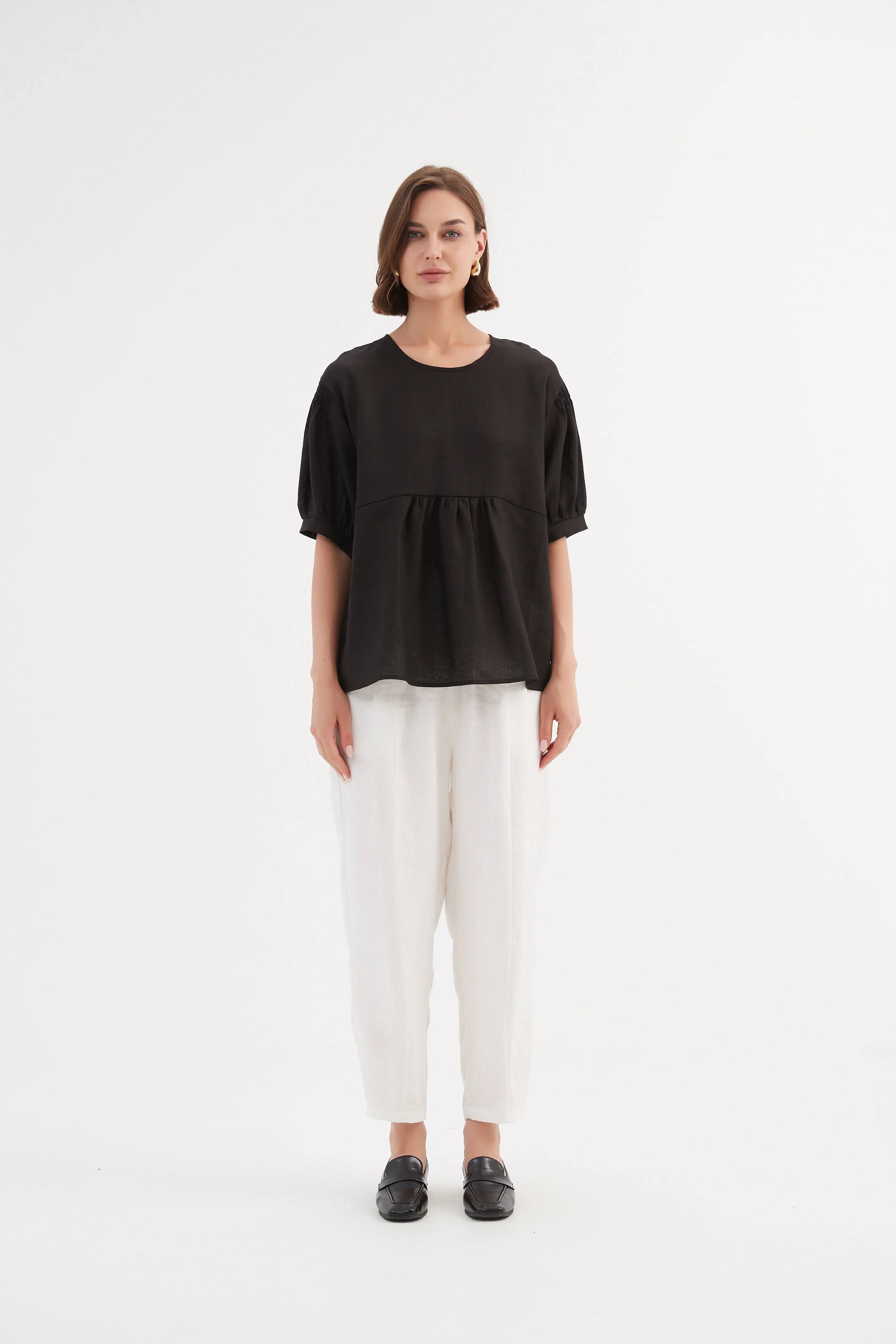 Bishop Sleeve Shirring Top