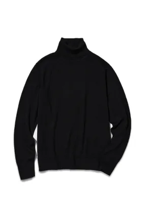 Black 100% Extra Fine Merino Turtleneck Jumper