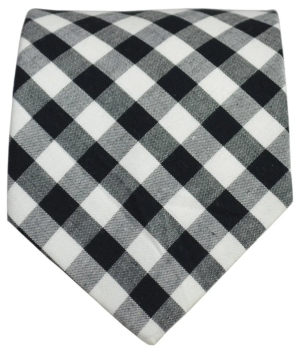 Black and White Checkered Cotton Necktie