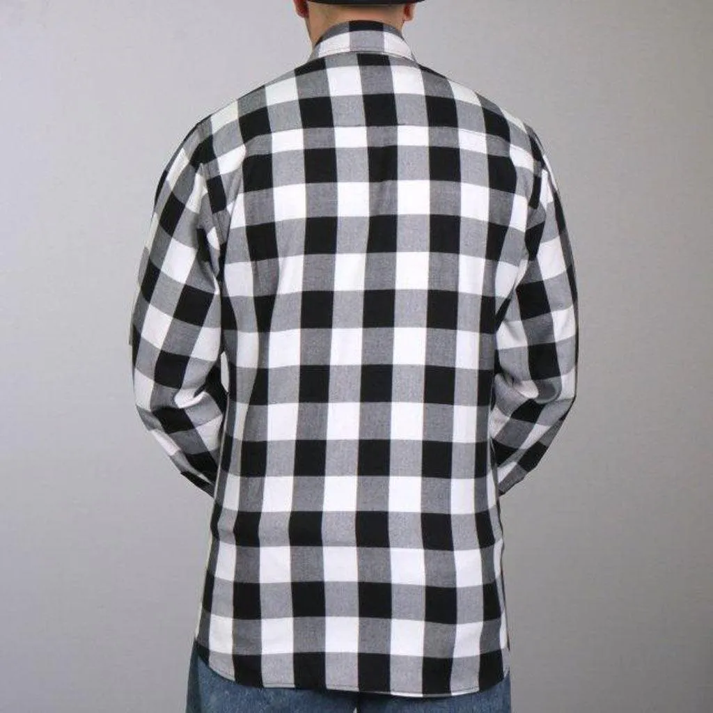 Black And White Long Sleeve Flannel Shirt