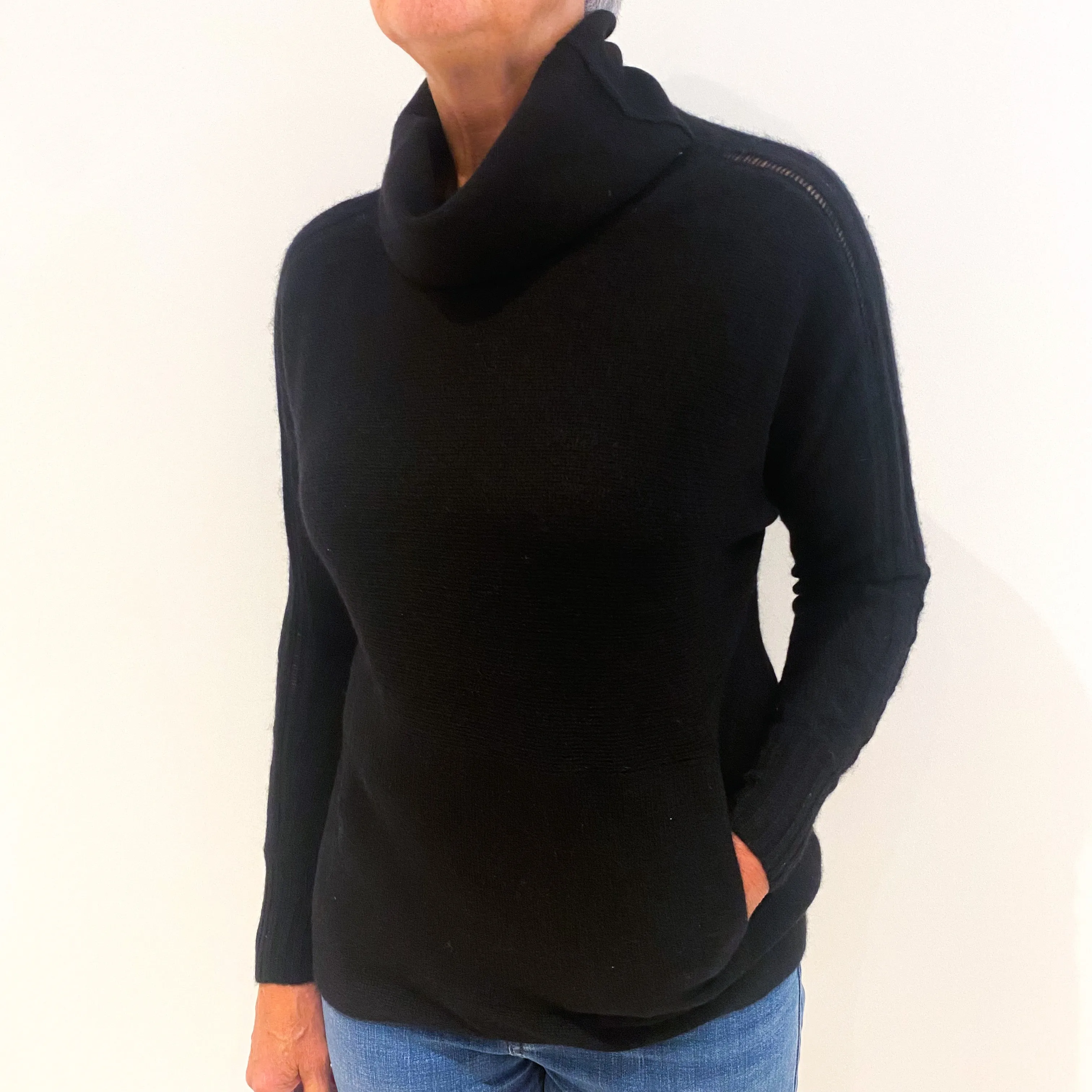 Black Batwing Cashmere Cowl Neck Jumper Medium