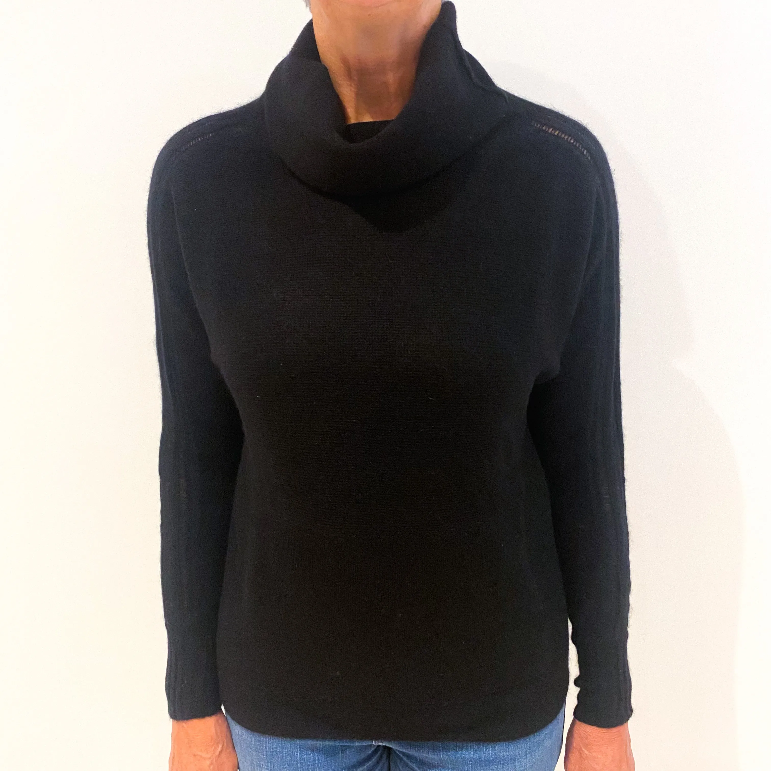 Black Batwing Cashmere Cowl Neck Jumper Medium