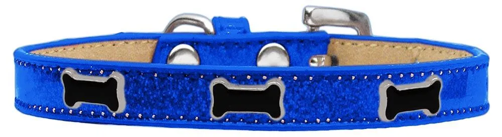 Black Bone Widget Dog Collar Blue Ice Cream Size 14