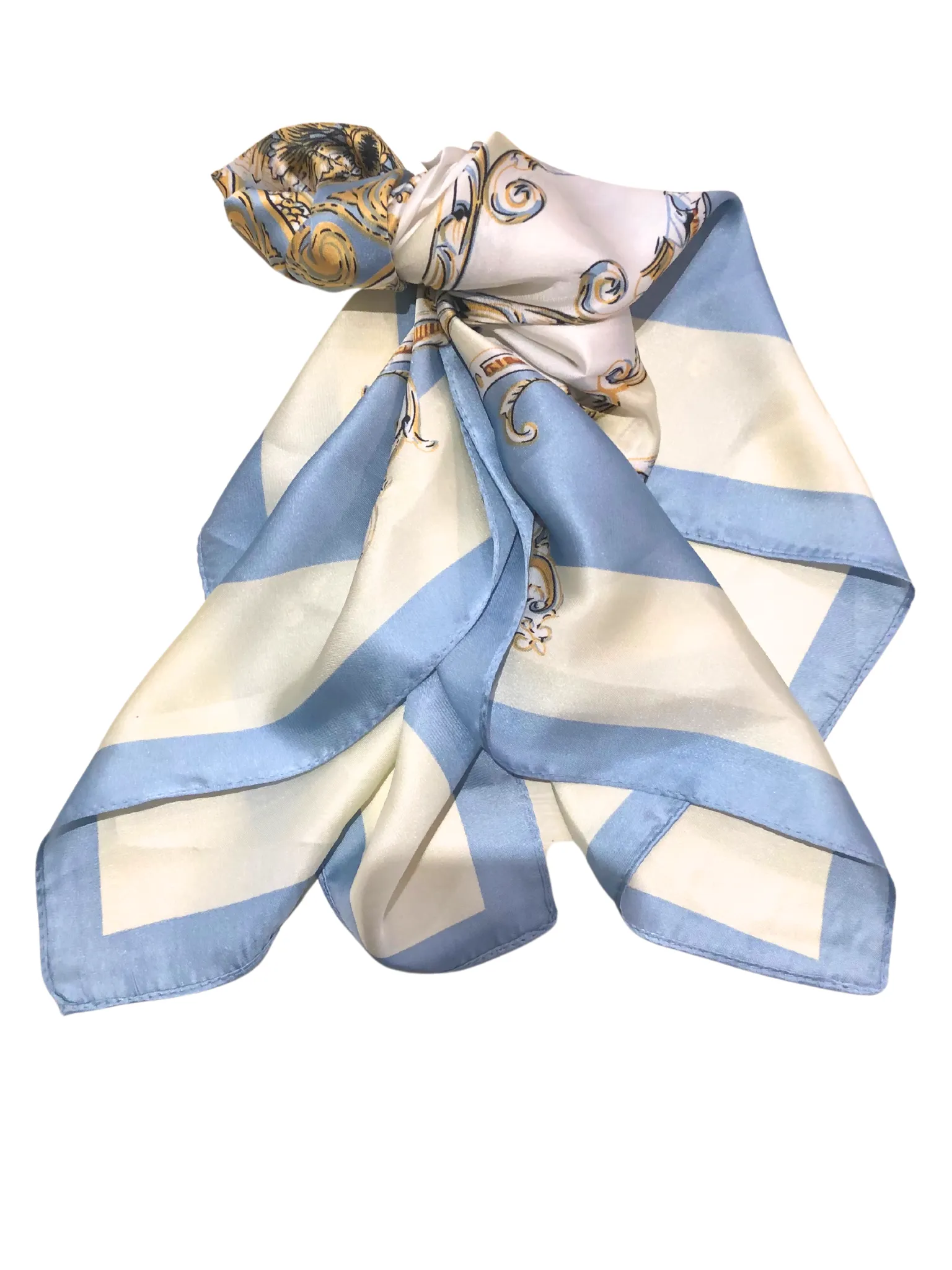 Blue And Ivory Satin Scarf