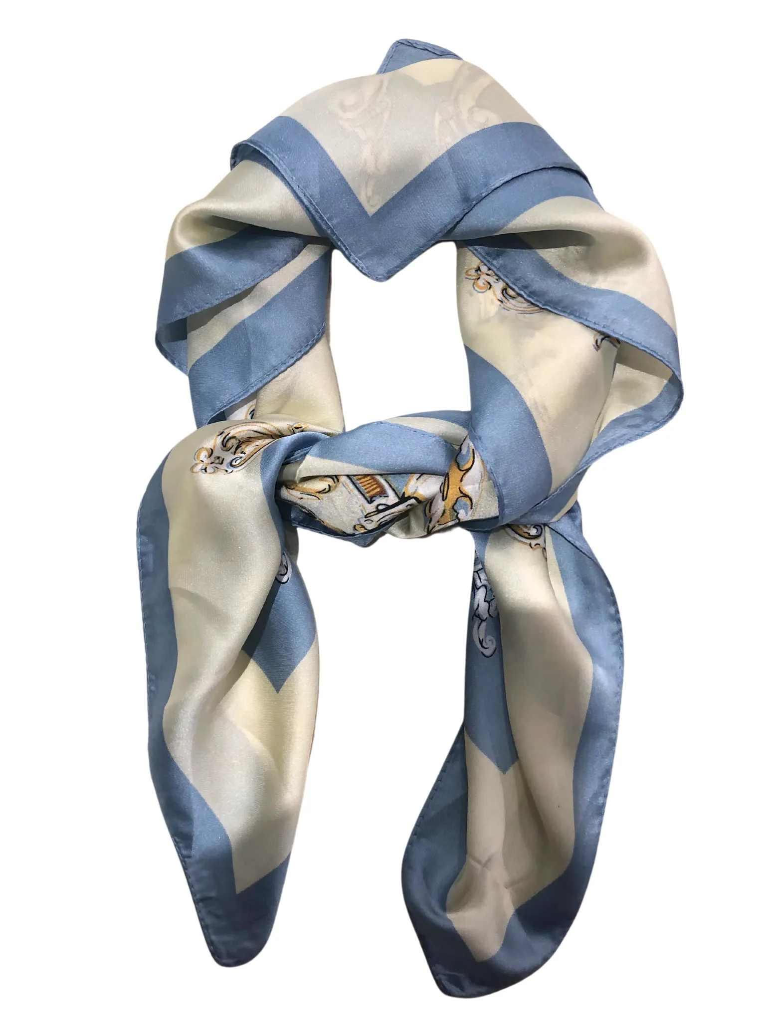 Blue And Ivory Satin Scarf