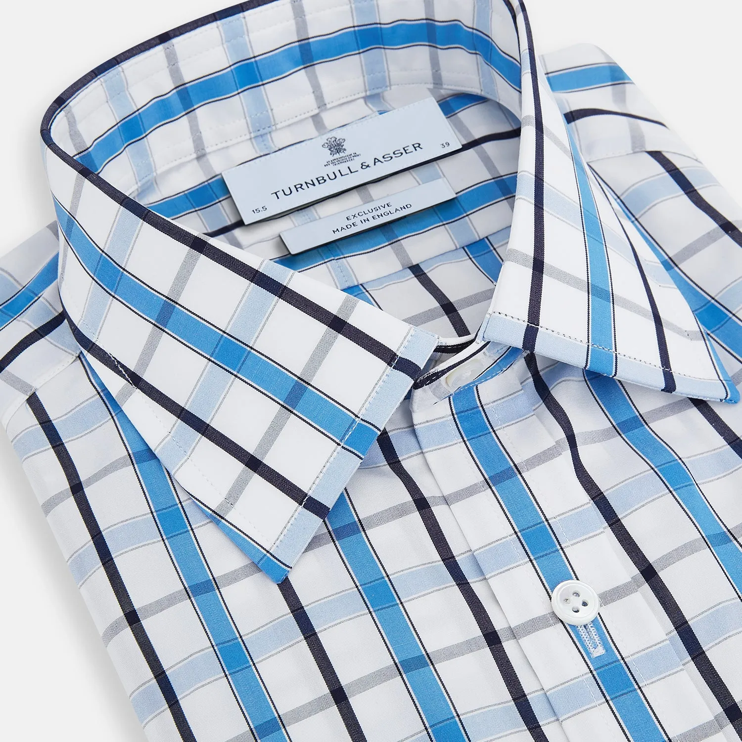 Blue and Navy Combination Check Mayfair Shirt