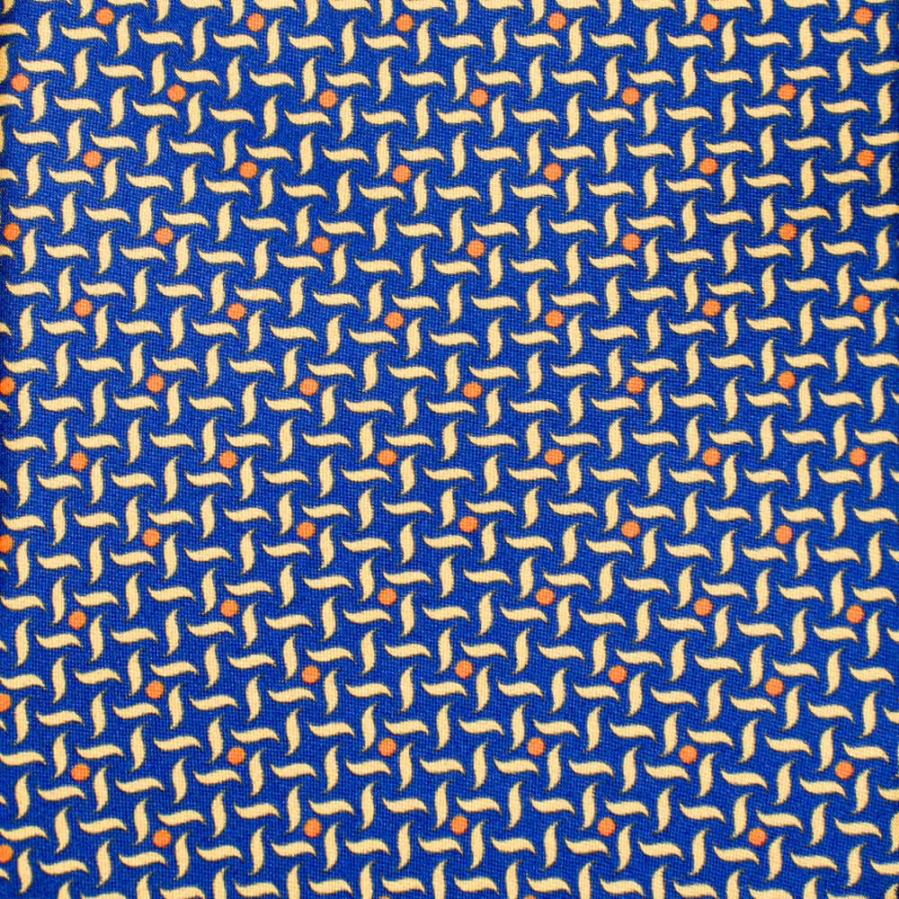 Blue and Yellow Classic Motif Duchesse Silk Tie