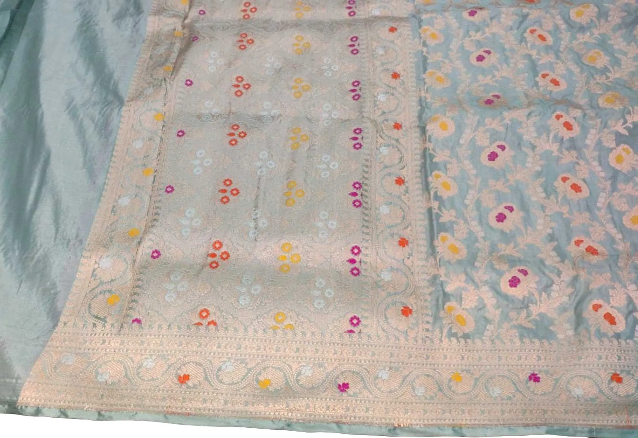 Blue Banarasi Handloom Pure Katan Silk Dupatta