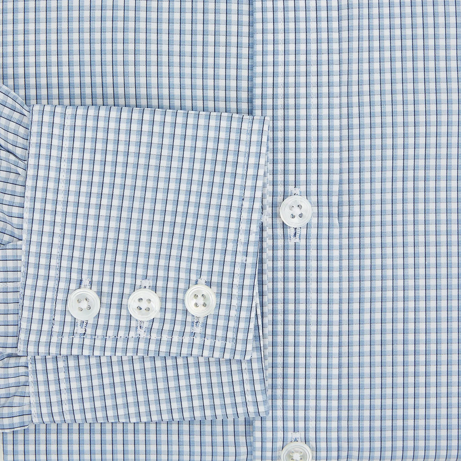 Blue Micro Shadow Check Mayfair Shirt