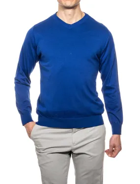 Blue V Neck Jumper Cobalt Blue