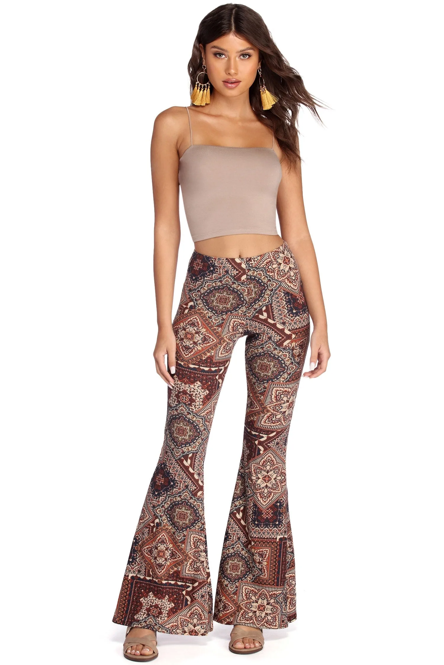 Boho Wanderer Paisley Flared Pants