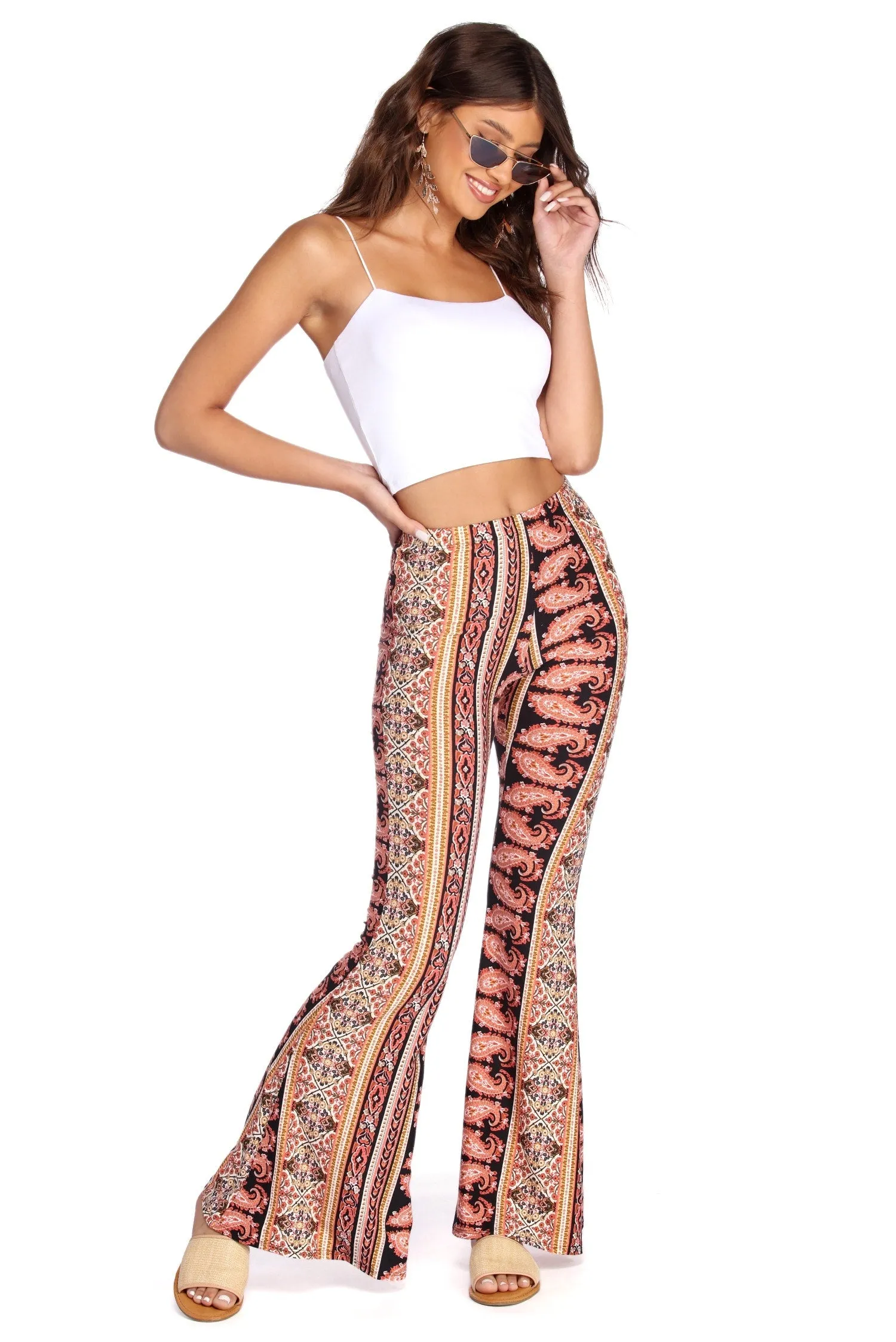 Boho Wanderer Paisley Flared Pants