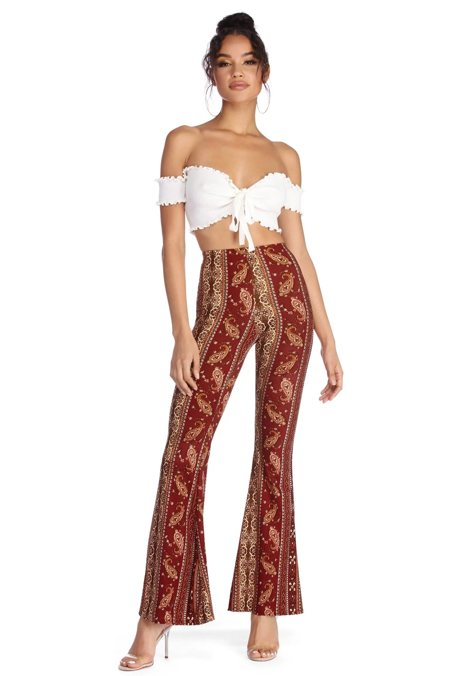 Boho Wanderer Paisley Flared Pants