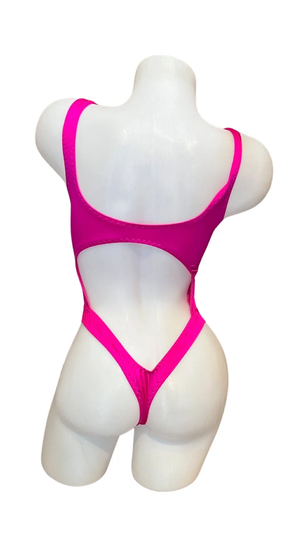 Bralette Top Thong Back Bodysuit Fuchsia